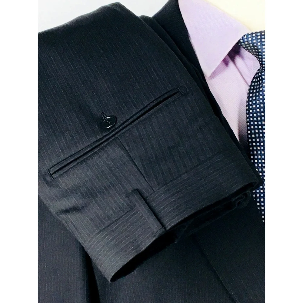 50XL Jos A Bank Signature Gold Mens Recent 2 Bttn 100% Wool Suit Black Pants 48